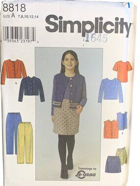 Simplicity Jacket Vest Skirt Pants Sewing Pattern Size 7 8 10 12 14 8818 Uncut